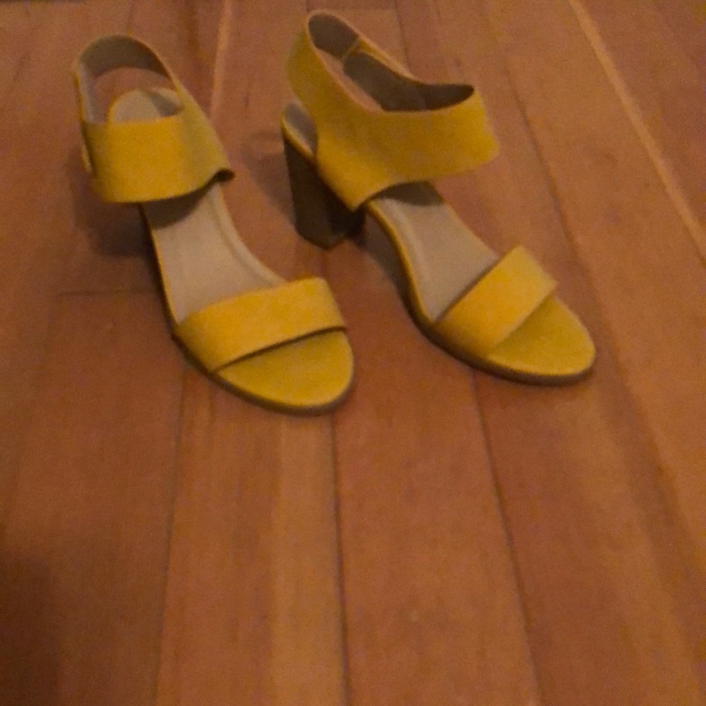 Yellow heeled sandals